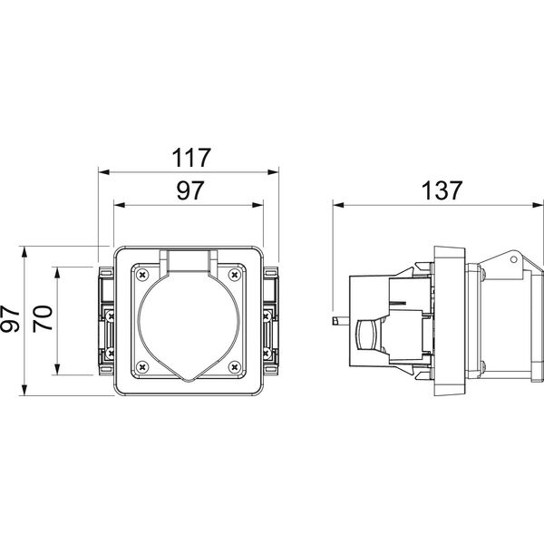 71GDCEE Accessory mounting box for CEE sockets 73x84x117 image 2