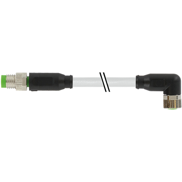 M8 male 0° / M8 female 90° A-cod. PVC 3x0.25 gy UL/CSA 8m image 1