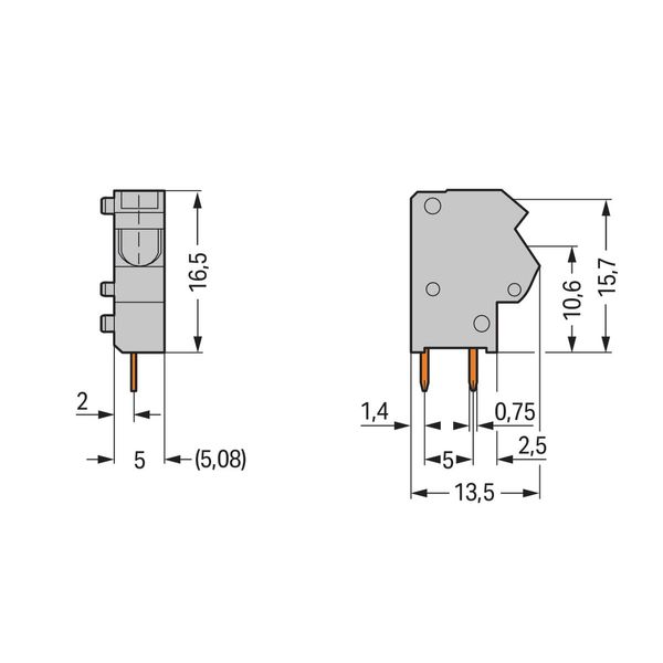 Stackable PCB terminal block 2.5 mm² Pin spacing 5/5.08 mm orange image 2