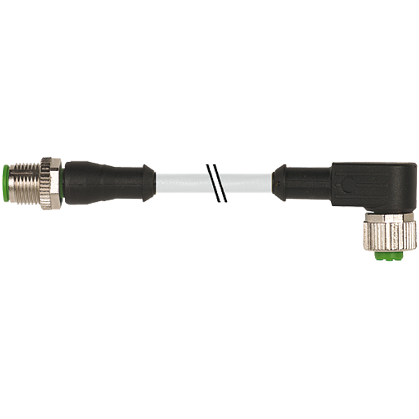 M12 male 0° / M12 female 90° A-cod. PVC 4x0.34 gy UL/CSA 8m image 1