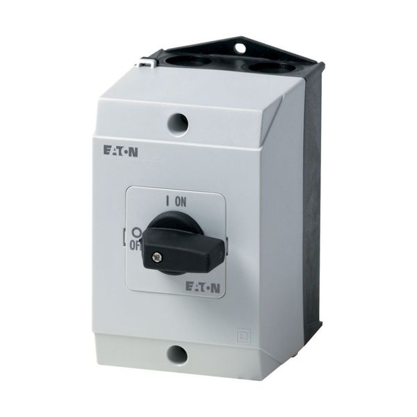 On-Off switch, T3, 32 A, surface mounting, 3 contact unit(s), 3 pole, 2 N/O, 1 N/C, with black thumb grip and front plate image 4