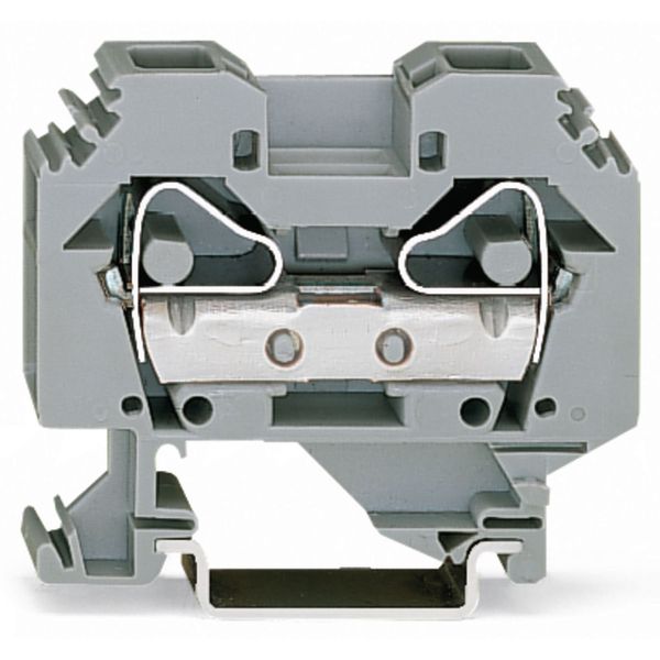 2-conductor through terminal block 16 mm² lateral marker slots gray image 1