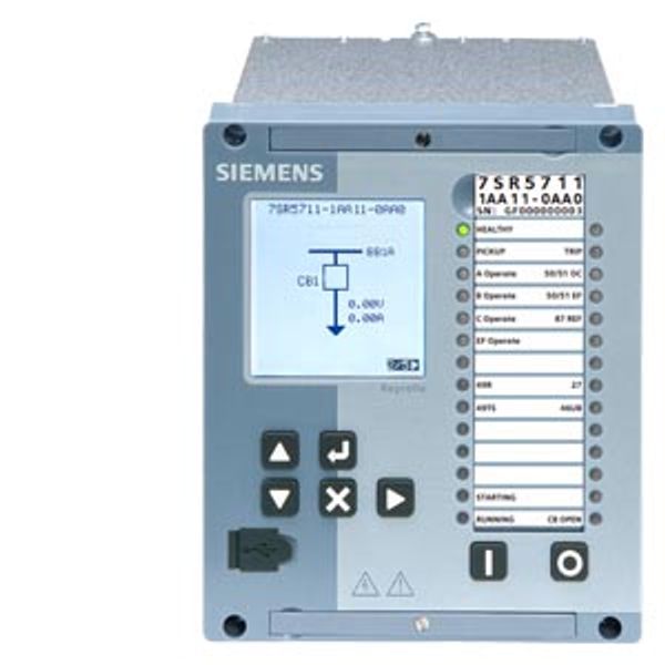 Motor protection 7SR57, 4 curr. trans., 4 volt. trans., 3 AFD (Arc Flash Detector), 9 BI, 11 BO ( incl. 3 .... 7SR5711-1AD21-0AA0 image 1