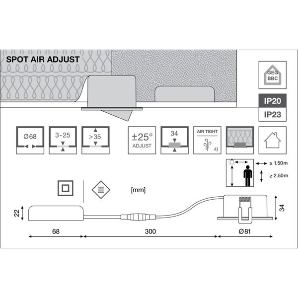 SPOT AIR ADJUST 4W 927 DIM IP23 BK image 15