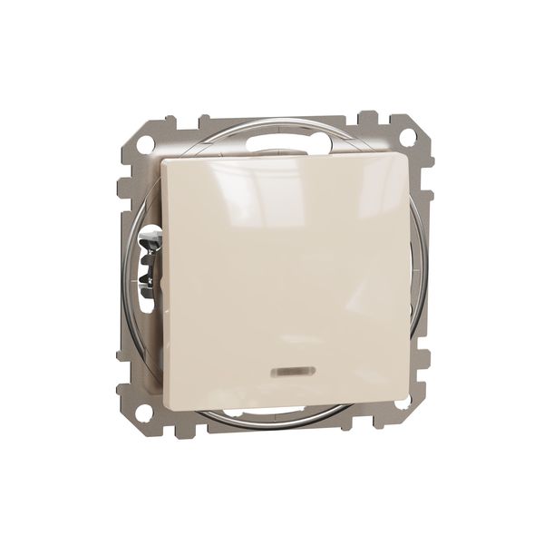 Sedna Design & Elements, 2-way switch 10AX Blue Locator LED, professional, beige image 4