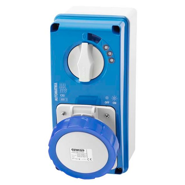 VERTICAL FIXED INTERLOCKED SOCKET OUTLET - AUTOMATIKA - MT 6KA CURVE C - WITH BOTTOM - 3P+N+E 16A 230V 9H - IP67 image 1