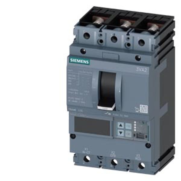 circuit breaker 3VA2 IEC Frame 100 breaking capacity class M Icu=55 kA @ 415 V 3-pole, line protection ETU560, LSIG, In=63 A overload  3VA2063-5JQ32-0DH0 image 1