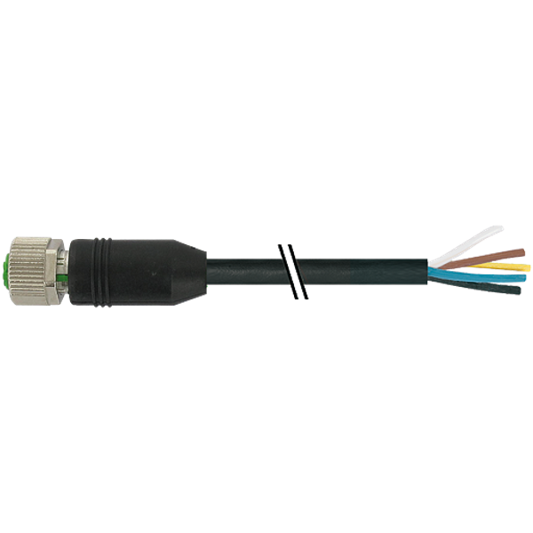 M12 female 0° A-cod. with cable PUR 8x0.25 bk UL/CSA+drag ch. 1m image 1