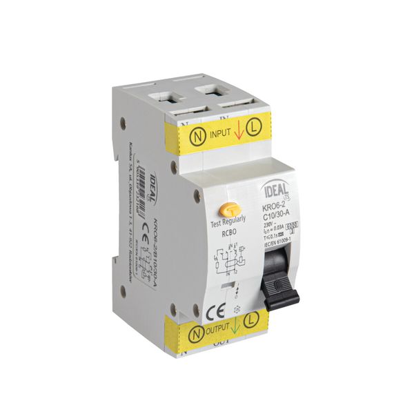 KRO6-2/C10/30-A Residual-current circuit breaker with overcurrent module, 6kA, 2P KRO6 image 1