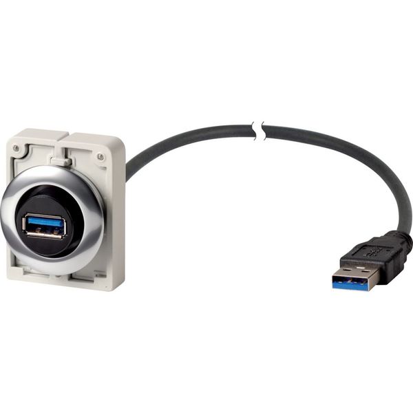 Bulkhead interface, 1.5 m, Prefabricated cable with permanently connected USB 3.0 Type A plug, Metal bezel image 4