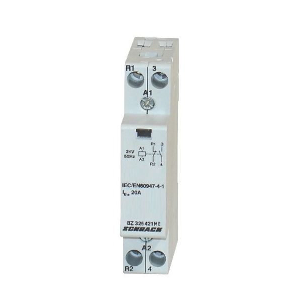 DIN Rail contactor 20A, 1 NO + 1 NC, 24VAC, 1MW, AMPARO image 1