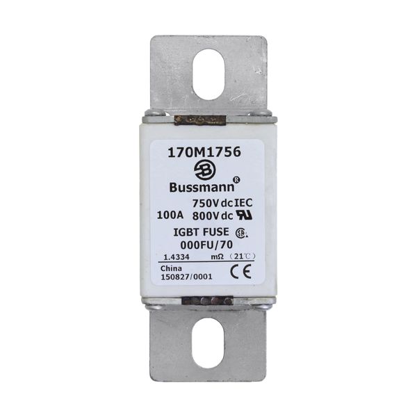 Fuse-link, high speed, 100 A, DC 750 V, size 000, 24 x 36 x 96 mm, aR, IEC, UL image 2