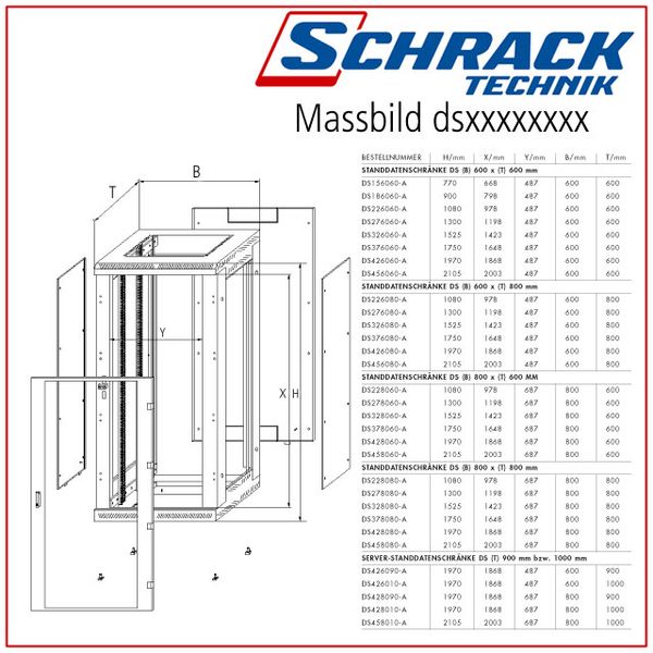 Network Enclosure Freestanding DS, W600xH1080xD800, 19", 22U image 6