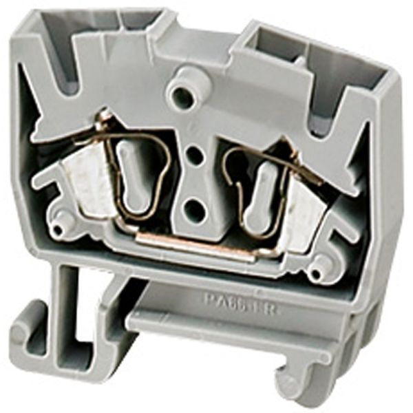 SPRING TERMINAL, MINI 15MM RAIL, FEED THROUGH, 2 POINTS, 2,5MM², GREY image 1