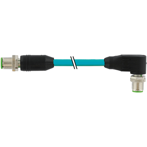 M12 male 0° / male 90° X-cod. 180° shielded TPE  SF/UTP CAT6a bu  12m image 1