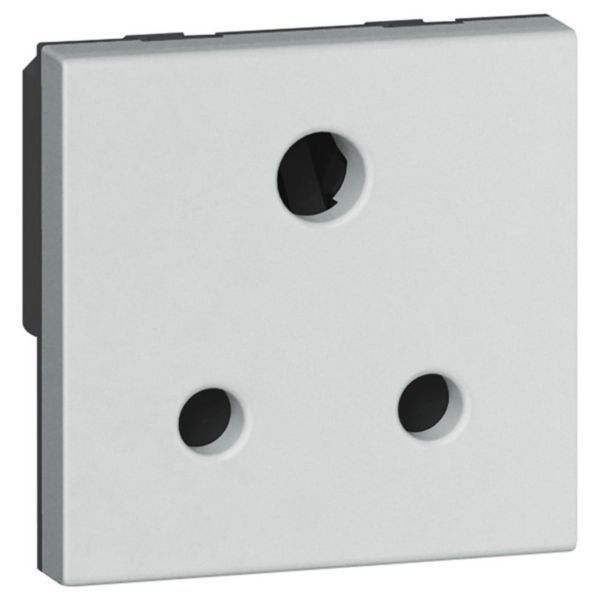 Arteor 2 Pole + Earth 5A British Standard Unswitched Socket Outlet 2 Module Soft Alu image 1