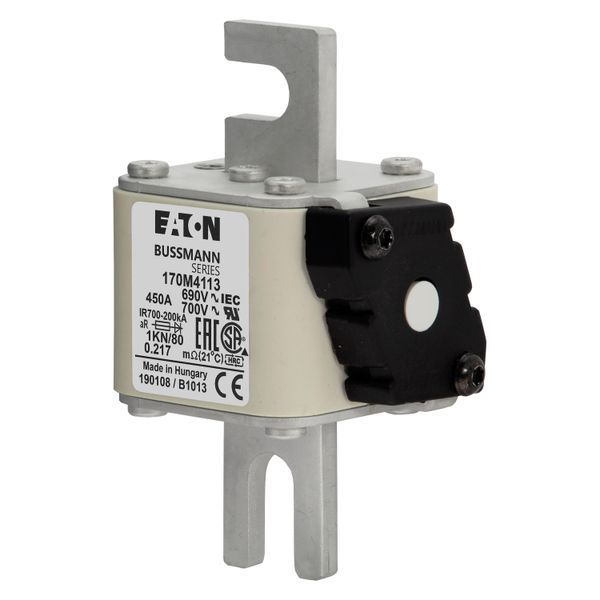 Fuse-link, high speed, 450 A, AC 690 V, DIN 1, 53 x 69 x 108 mm, aR, DIN, IEC, single indicator image 6