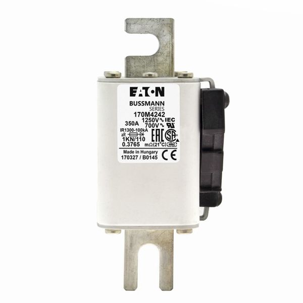 Fuse-link, high speed, 350 A, AC 1250 V, size 1, 53 x 69 x 138 mm, aR, DIN, IEC, single indicator image 2