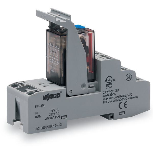 Relay module Nominal input voltage: 24 VDC 4 changeover contacts image 3