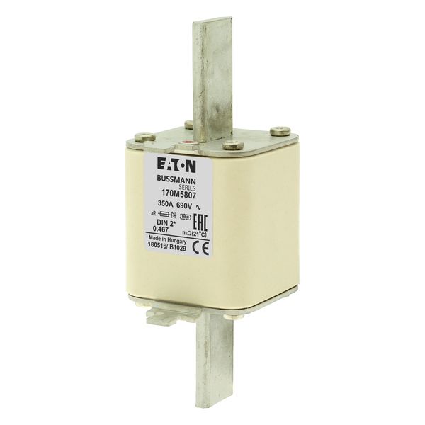 Fuse-link, high speed, 350 A, AC 690 V, compact DIN 2, 55 x 71 x 150 mm, aR, DIN, IEC, single indicator image 4