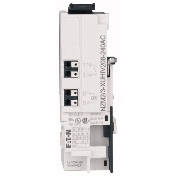 Undervoltage release for NZM2/3, 1 early-make auxiliary contact, 2NO, 208-250DC, Push-in terminals image 1