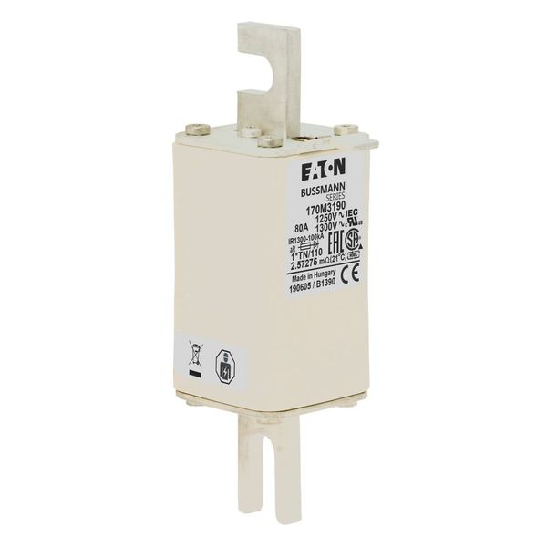 Fuse-link, high speed, 80 A, AC 1250 V, compact size 1, 45 x 58 x 138 mm, aR, DIN, IEC, type T indicator image 7