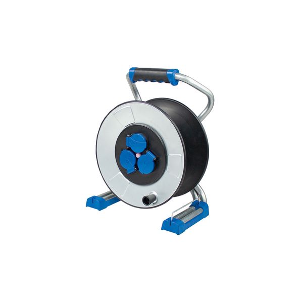 „IronCoat“ Xperts metal cable reel empty 285mmØ, for 50m cable, 3 sockets 230V/16A image 1