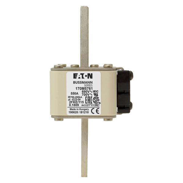 Fuse-link, high speed, 550 A, AC 690 V, size 2, 61 x 77 x 135 mm, aR, IEC, UL, single indicator image 15