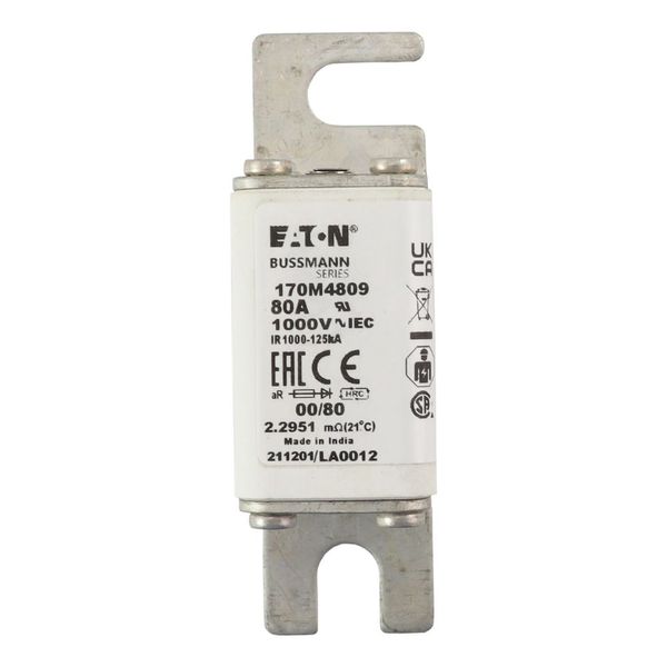 Fuse-link, high speed, 80 A, AC 1000 V, size 00, 30 x 47 x 98 mm, aR, DIN, IEC, single indicator image 10