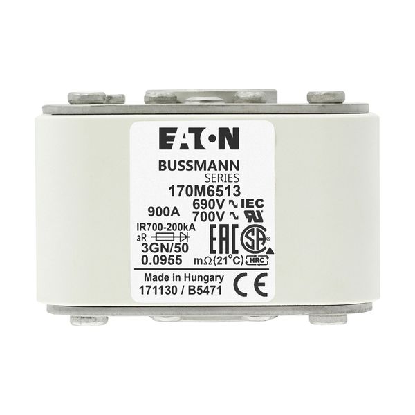 Fuse-link, high speed, 900 A, AC 690 V, size 3, 76 x 92 x 53 mm, aR, IEC, UL, single indicator image 13