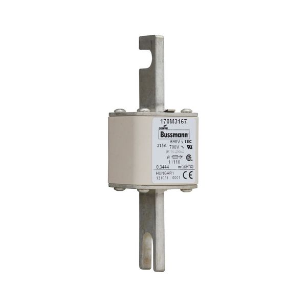 Fuse-link, high speed, 315 A, AC 690 V, compact size 1, 45 x 45 x 134 mm, aR, DIN, IEC, single indicator image 5