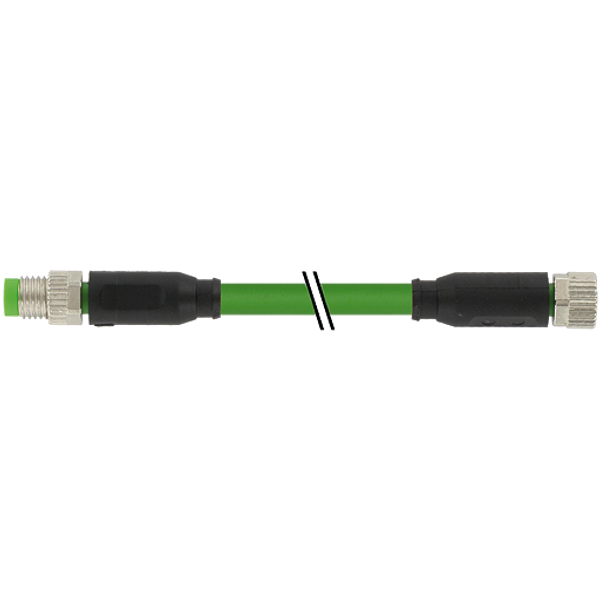 M8 male 0°/M8 fem. 0° A-cod. PUR 1x4xAWG26 shielded gn+drag-ch 40m image 1