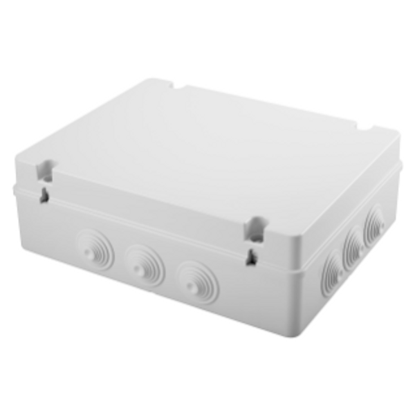 JUNCTION BOX WITH PLAIN SCREWED LID - IP55 - INTERNAL DIMENSIONS 380X300X120 - WALLS WITH CABLE GLANDS - GREY RAL 7035 image 1