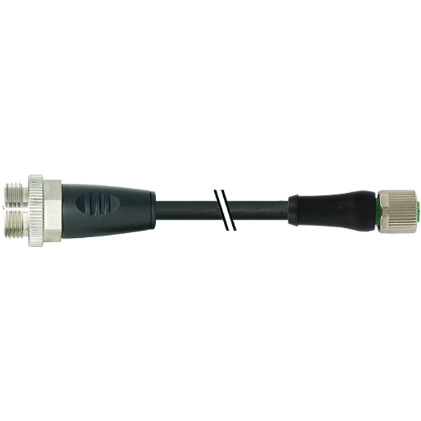 M12 Power L-coded fem. 0°/7/8"" male 0° PUR 5x2.5 bk +drag chain 0,3m image 1