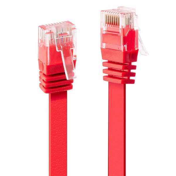 5m Cat.6 U/UTP Flat Network Cable, Red RJ45, M/M, 250MHz, copper, 32AWG image 1