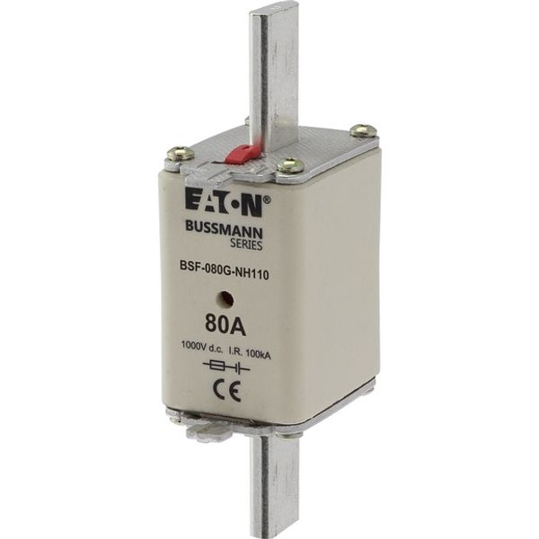 Fuse-link, high speed, 80 A, DC 1000 V, NH1, 40 x 53 x 135 mm, gBat, IEC, blade connection image 1