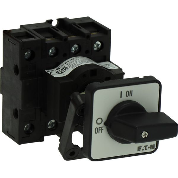 On-Off switch, P1, 40 A, rear mounting, 3 pole + N, with black thumb grip and front plate image 2