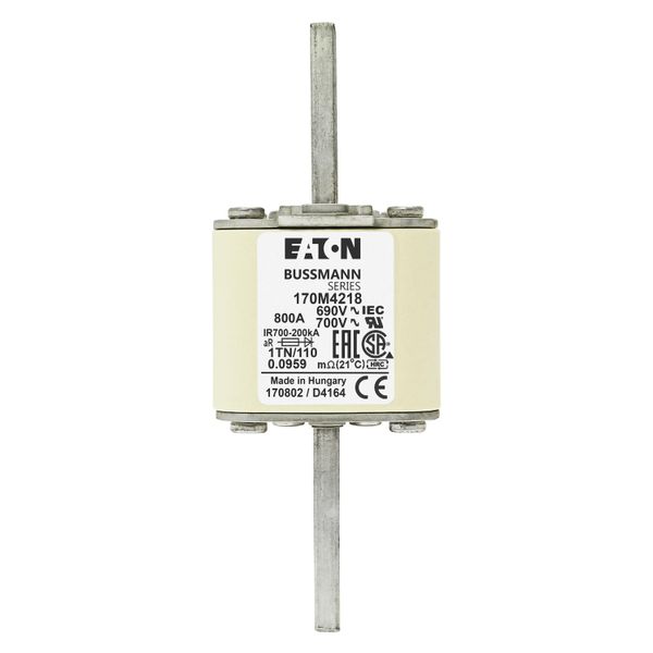 Fuse-link, high speed, 800 A, AC 690 V, DIN 1, 53 x 66 x 138 mm, aR, DIN, IEC, type T indicator image 17