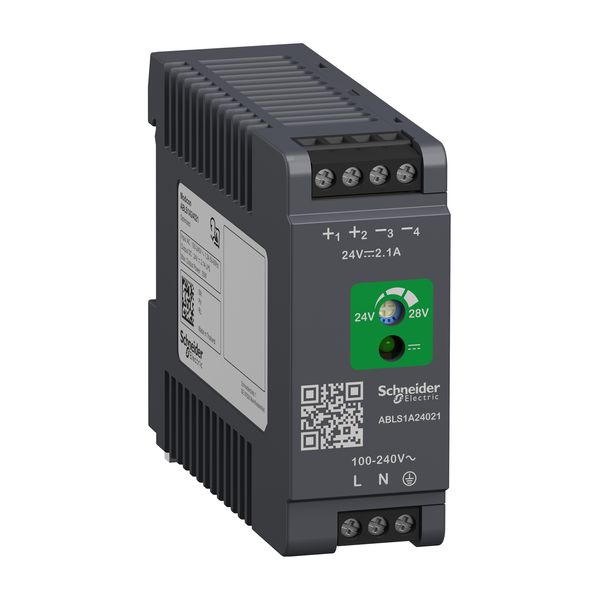 Regulated Power Supply, 100-240V AC, 24V 2.1 A, single phase, Optimized image 1