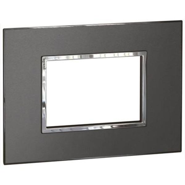 Italian / US standard plate Arteor square version 3 modules - brushed metal black image 1