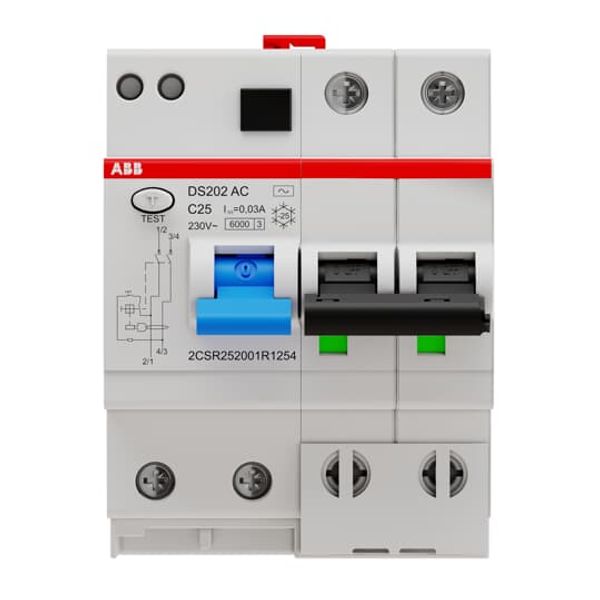 DS202 AC-C25/0.03 Residual Current Circuit Breaker with Overcurrent Protection image 1