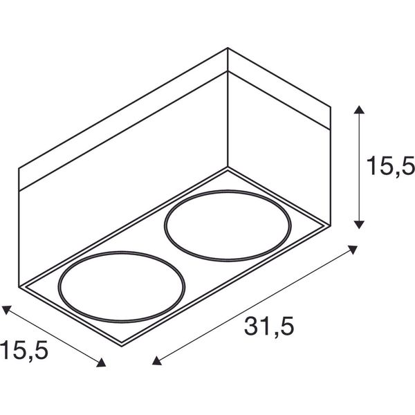 KARDAMOD SURFACE SQUARE ES111 DOUBLE 2xGU10, black image 2