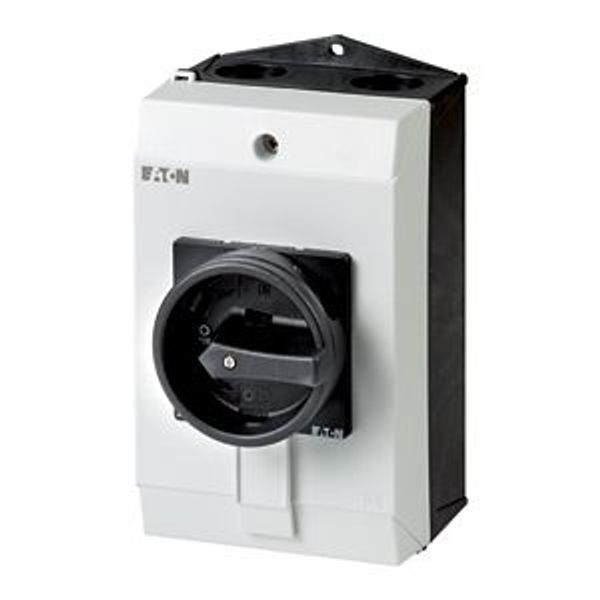 Main switch, P1, 32 A, surface mounting, 3 pole, 1 N/O, 1 N/C, STOP function, With black rotary handle and locking ring, Lockable in the 0 (Off) posit image 4