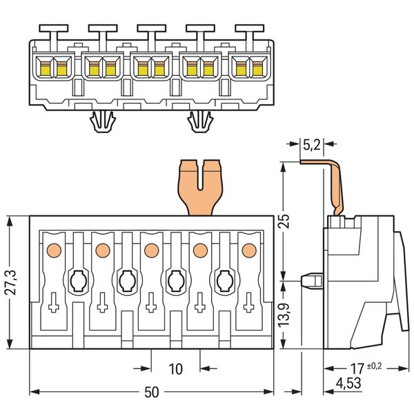 Lighting connector push-button, external with snap-in ground contact w image 3