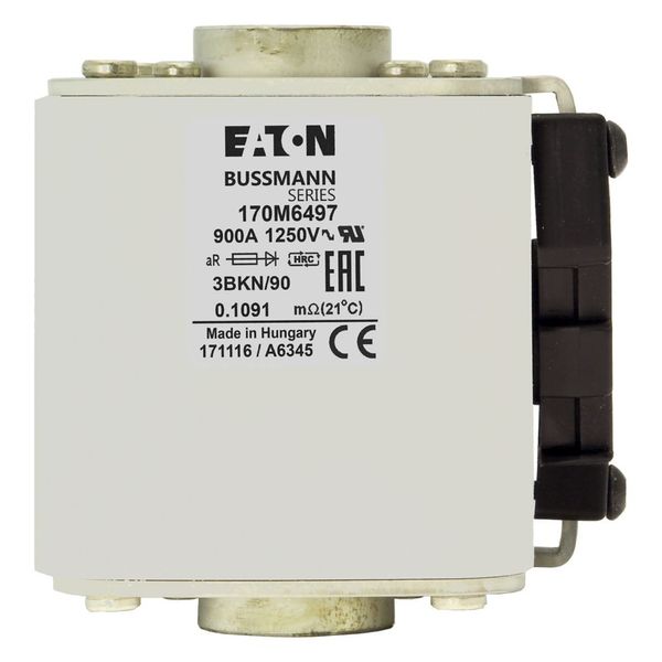 Fuse-link, high speed, 900 A, AC 1250 V, size 3, 76 x 92 x 91 mm, aR, IEC, UL, single indicator image 8