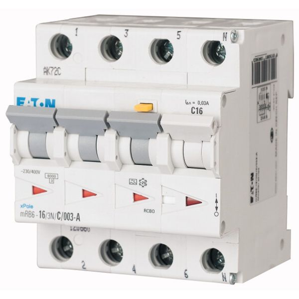 RCD/MCB combination, 13 A, 300 mA, MCB trip characteristic: B, 3p+N, RCD trip characteristic: A image 1