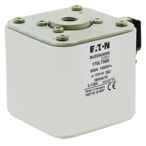 Fuse-link, high speed, 800 A, AC 1000 V, Size 3, 76 x 92 x 76 mm, aR, IEC, single indicator image 10