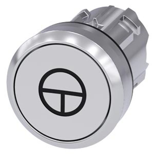 Pushbutton, 22 mm, round, metal, shiny, white, with symbol: jogging mode, 3SU1050-0AB60-0AB0-Z X90 image 2