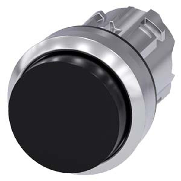 Pushbutton, 22 mm, round, metal, shiny, black, pushbutton, raised momentary 3SU1050-0BB10-0AA0-Z Y12 image 1