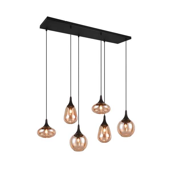 Lumina pendant 6-pc E14 matt black/amber image 1